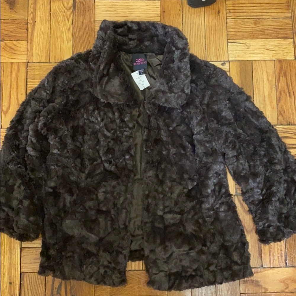 NWT 2Bebe Brown faux fur jacket